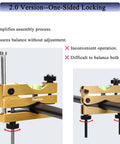 Image of a Scope Leveling Kit With One-Sided Barrel Clamp And Magnetic Reference Level Bubble In Gold Finish For Fast Install Upgraded One-Sided Clamp Lets You Tighten From One Side Screw Secured Level Tubes For Reliable Alignment Built To Last Thwackor showing two views of the one-sided locking mechanism on a barrel for simplified assembly and balance.