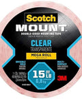 Clear Double Sided Mounting Tape With Ultra Strong 3M Industrial Adhesive, 1 Inch By 37.5 Feet Roll, Holds Up To 15 Pounds