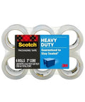 Scotch Heavy Duty Packaging Tape 1.88 In x 54.6 yd Clear 3 In Core 6 Rolls shown in packaging