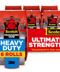 Scotch Heavy Duty Packing Tape Clear 1.88 In X 22.2 Yd With Dispenser 6 Roll Pack for Moving Boxes and Packaging