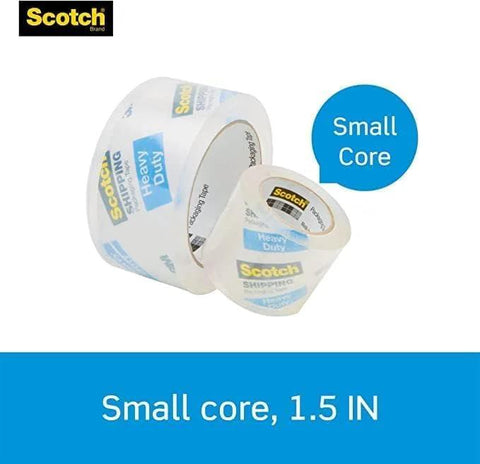 Scotch Heavy Duty Packaging Tape 2 Inch By 800 Inch Clear 2 Count Pack For Heavy Boxes And Overstuffed Cartons with small core label