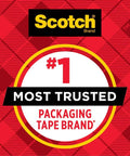 Scotch Heavy Duty Packaging Tape 2 Inch By 800 Inch Clear 2 Count Pack For Heavy Boxes And Overstuffed Cartons logo on red background