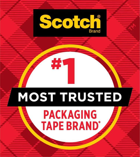 Scotch Heavy Duty Packaging Tape 2 Inch By 800 Inch Clear 2 Count Pack For Heavy Boxes And Overstuffed Cartons logo on red background