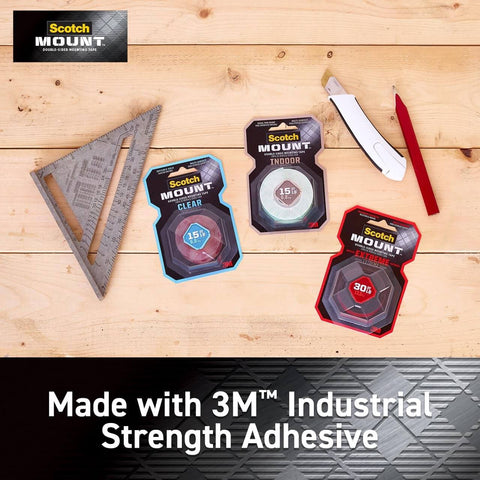 Scotch Mount Clear Double Sided Mounting Tape With Industrial Strength Adhesive Holds Up To 15 Lbs 1 Inch Wide By 125 Inches