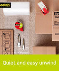 Scotch Sure Start Packing Tape 1.88in x 54.6yd Clear with boxes and tape dispenser for shipping and mailing