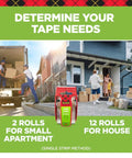 Scotch Sure Start Packing Tape Clear 1.88 In X 22.2 Yd 6 Dispenser Rolls Quiet Unwind Easy Start Strong Hold displayed between moving scenes.