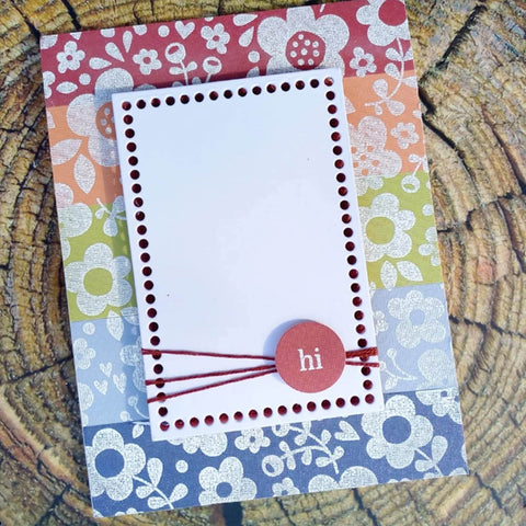 Scrapbooking card with Rectangular Frame Metal Die Cuts Set For Scrapbooking Card Making And DIY Albums, floral background.