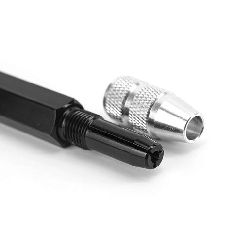 Close-up of part from 3 Piece Scraper Deburring Tool Set With Adjustable Trimming Blade Triangular Trimmer Pencil Steel Cutter