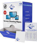 120 Count 6x6 Premoistened Screen Cleaning Wipes for electronics in a box, ideal for computers, laptops, tablets, and phones