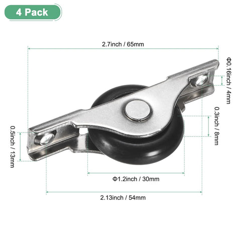 4 Pack Screen Door Rollers Replacement For Sliding Doors And Patios, 30mm Diameter Nylon Pulley Wheels, Durable Iron And Nylon Construction