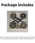 8 Piece 1 Inch Heavy Duty Pro Grade Anti Detonation Sliding Screen Door Roller Replacement Kit in packaging with screws and springs