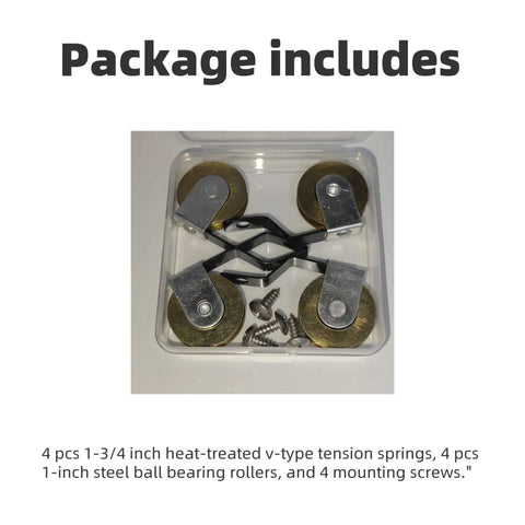 8 Piece 1 Inch Heavy Duty Pro Grade Anti Detonation Sliding Screen Door Roller Replacement Kit in packaging with screws and springs