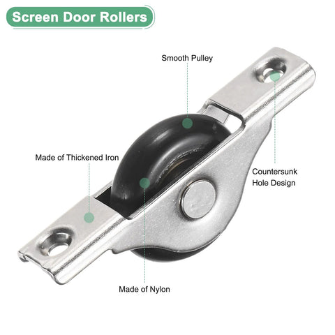 4 Pack Screen Door Rollers Replacement For Sliding Doors And Patios, 30mm Diameter Nylon Pulley Wheels, Durable Iron And Nylon Construction