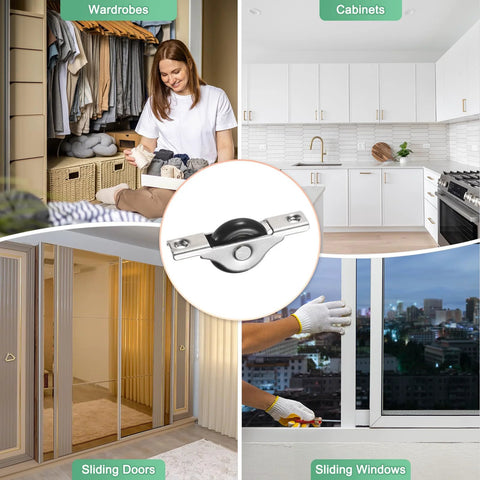 4 Pack Screen Door Rollers Replacement For Sliding Doors And Patios, 30mm Diameter Nylon Pulley Wheels in various installation settings