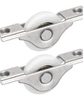 2-Pack Screen Door Rollers, 30mm Diameter Nylon Pulley Wheels For Sliding Doors And Windows, durable iron and nylon, front view, white