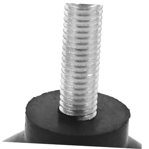 Close-up of screw adjustment rubber pad of Heavy Duty Cabinet Leveling Feet Set Of Four With Screw Adjustment Rubber Pads For Furniture Stabilization And Machine Leveling Reducing Noise And Vibration On Uneven Floors For Workbenches Cabinets And Machinery