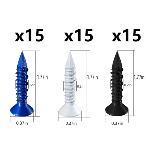 (105 PCS) 3/16" Concrete Screw Anchor Kit Blue/Black/White Flat Head for Anchoring to Masonry, Block or Brick Stucco