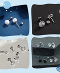 1 Pair Screw Ball Backings For 0.95mm Threaded Posts displayed with various stud earrings, gold plated 925 sterling silver findings