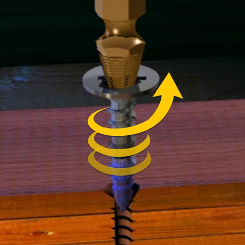 Extracting a damaged screw with ✝️ Speed Out Titanium Damaged Screw Extractor Kit, 4 Piece Set, showing upward spiral motion.