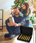 Couple in festive setting with Damaged Screw Extractor Set, 9 PCS Titanium Drill Bit Bolt Extractor Kit displayed in black case.