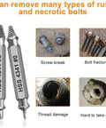 Six Piece Screw Extractor Set For Drills To Remove Damaged Stripped Screws Bolts And Rusty Fasteners From 3 To 12 Millimeter