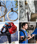 Two Pack Screw Locking Carabiners 4 Inch Heavy Duty Stainless Steel 304 in use for climbing, gym exercises, and outdoor gear attachment