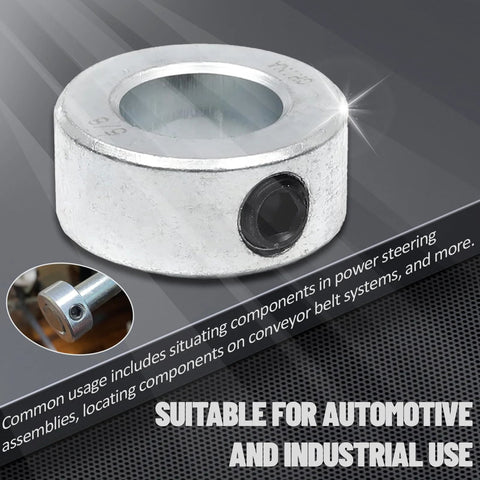Eight-pack zinc plated carbon steel screw style shaft collars with 5/8 bore secure and locate components on rotating shafts