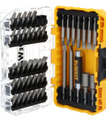 Screwdriver Bit Set With Tough Case 45-Piece Kit DW2166 Grey And Silver, clear lid showing organized bits