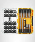 Screwdriver Bit Set With Tough Case 45-Piece Kit DW2166 Grey And Silver, Connectable Accessory Storage System, open view of bits