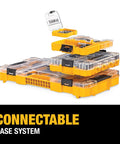 Screwdriver Bit Set With Tough Case 45-Piece Kit DW2166 Grey And Silver, Connectable Accessory Storage System, clear lid, stacked cases