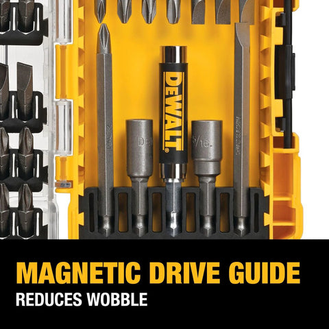 Screwdriver Bit Set With Tough Case 45-Piece Kit DW2166 Grey And Silver, Magnetic Drive Guide, Connectable Accessory Storage System