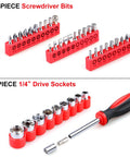 30-piece screwdriver bits and 9-piece drive sockets from 175 Piece All Purpose Tool Kit In Durable Toolbox Case For Home Auto Garage Travel Emergency DIY Projects And Everyday Repairs Perfect Housewarming Gift For DIYers.