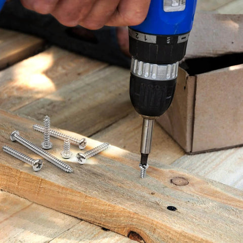 200 Pcs #8 Wood Screws Assortment Kit Made from 304 Stainless Steel Featuring Pan Head Self Tapping Sheet Metal Screws with Drill