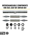 11 In 1 Screwdriver And Nut Driver Set With 8 Bits Including Phillips Slotted Torx And Square, shown with interchangeable tips and sizes.