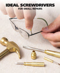 5 In 1 Hammer With Built In Screwdrivers Chrome Plated To Resist Rust, ideal for fixing glasses and quick home repairs.