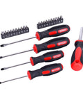 236-Piece Home Repair Tool Set With 12-Inch Wide Mouth Storage Bag, includes red screwdrivers and bit set