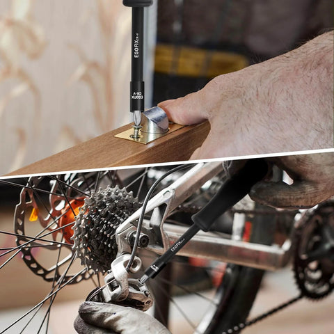 Hands using 1/4" Drive Impact Socket Set 90 Piece for home and bike repairs with 72-Teeth Ratchet, Screwdriver Bit Set.