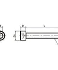 SPE-M5-70-C-FT NBK Plastic full thread screw made in Japan - technical drawing with dimensions.