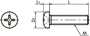 Technical drawing of SPE-M6-12-P NBK Plastic Screws - Cross Recessed Pan Head Machine Screws dimensions and specifications.