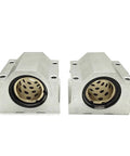 Two SCS10UU pillar block bearings from Two 10mm 600mm Chrome Plated Linear Shaft Rods Kit for CNC DIY projects and 3D printers.