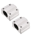 SCS13UU Linear Ball Bearing Slide Block Set, 13mm Bore, 2 Pack, showing aluminum housing and double seal dust seals.