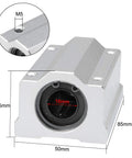SCS16LUU Linear Ball Bearing Slide Block Unit 16mm Bore, aluminum alloy housing, 85x50mm dimensions, close-up with size details