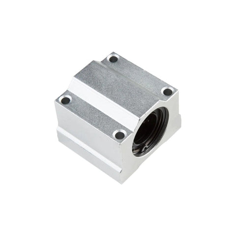 Close-up of SCS20UU bearing housing for Round Linear Rail 800mm with SHF clamp for 3D printer, aluminum material