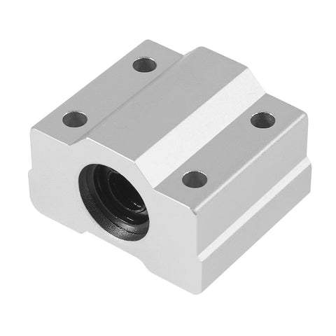 Close-up of 4 Pack SCS6UU 6mm Bore Linear Ball Bearing Slide Block Aluminum with double rubber seals for CNC machines and 3D printers