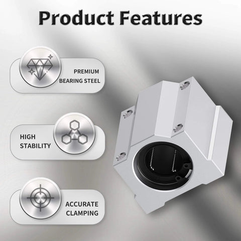 Product features of ✝️ 4 pcs scs6uu linear ball bearings including premium bearing steel, high stability, accurate clamping for 3D printers, CNC.