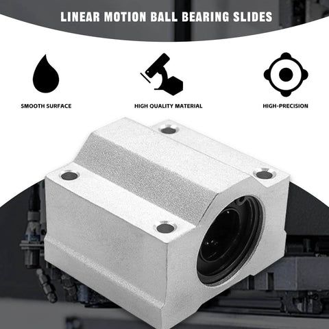 ✝️ 4Pcs SCS8UU Linear Motion Ball Bearing Slide Block ID 8mm Aluminum Bushing Linear Rail Support Guide Shaft Bearing for Printer Parts 4 Pack