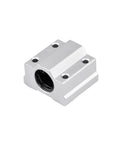 Close-up of SCS8UU slide block from 20 Pieces Pack 500mm 8mm Diameter Linear Motion Rod Shaft Guide Set for 3D printers and CNC.