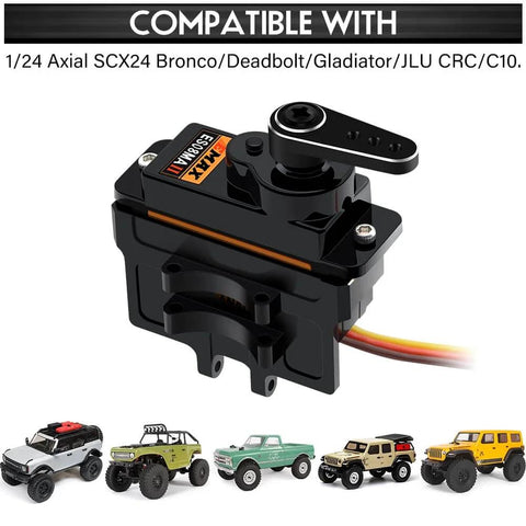 AXIAL SCX24 Servo Metal Gear EMAX Servo Steering Servo with Servo Mount Bracket and Arm SCX24 Upgrade Parts (Black)