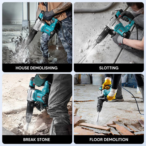Lightweight SDS-Max demolition hammer for efficient concrete breaking with 11 Amp power in various demolition tasks