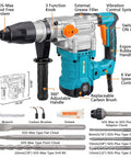Heavy Duty SDS Max Rotary Hammer Drill With Vibration Control And Safety Clutch 13 Amp Motor for Concrete includes drill bits